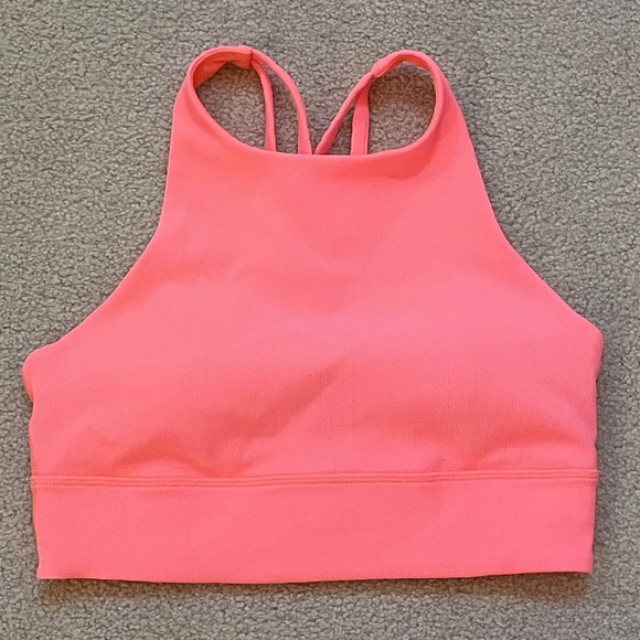 NWOT Lululemon Energy Bra High Neck Long Line Rib Sunset Size 8 - Picture 3 of 5